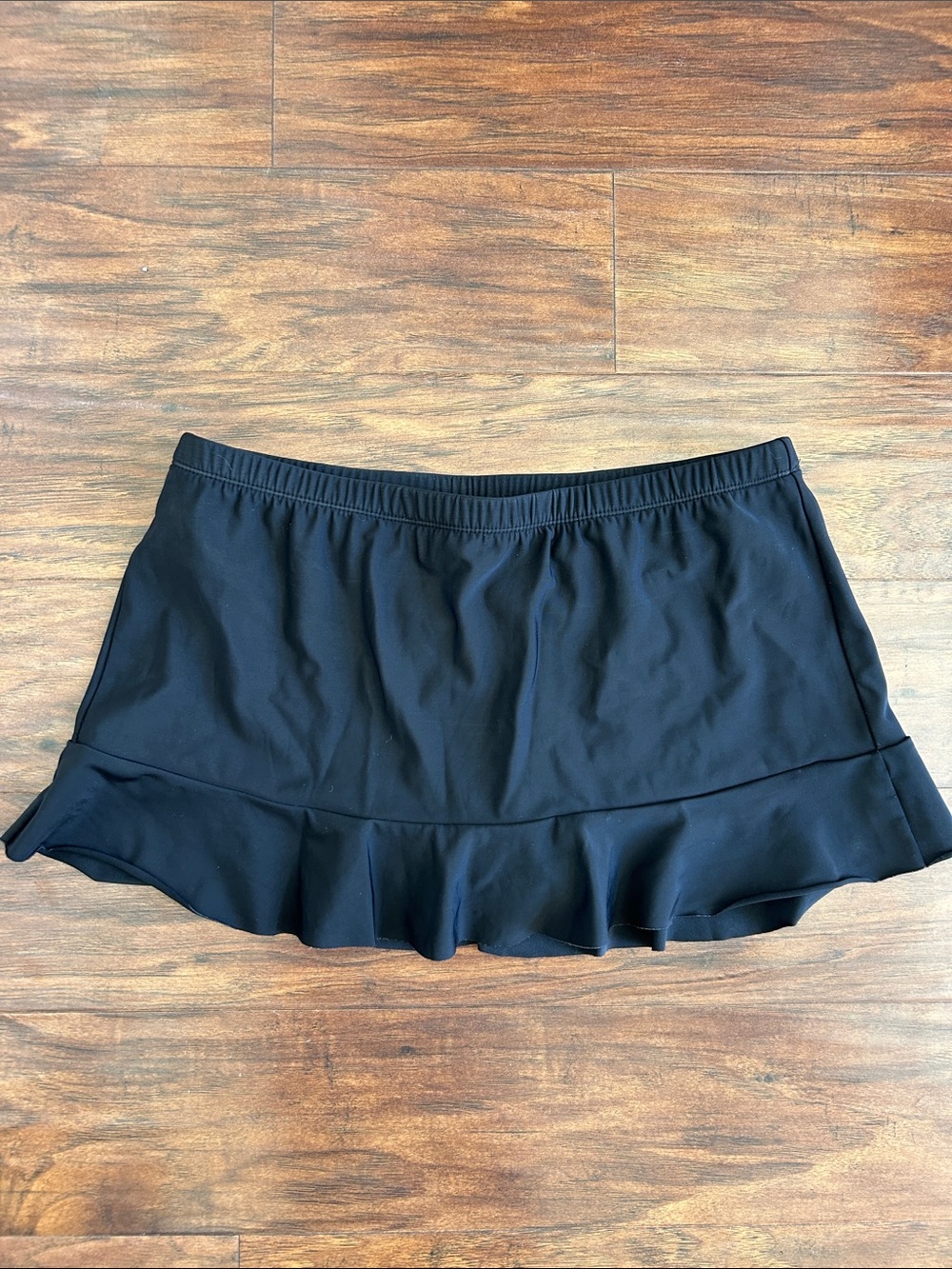 Aqua Green Black Ruffle Swim Skirt